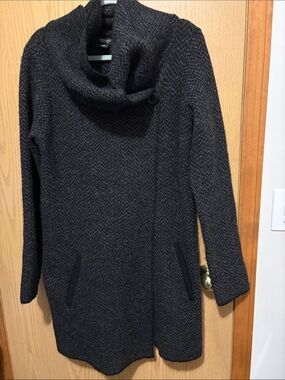 Jones New York Charcoal Funnel Neck Wool-Blend Sweater Coat
